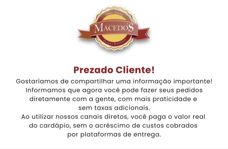 Faa seu pedido diretamente Conosco!